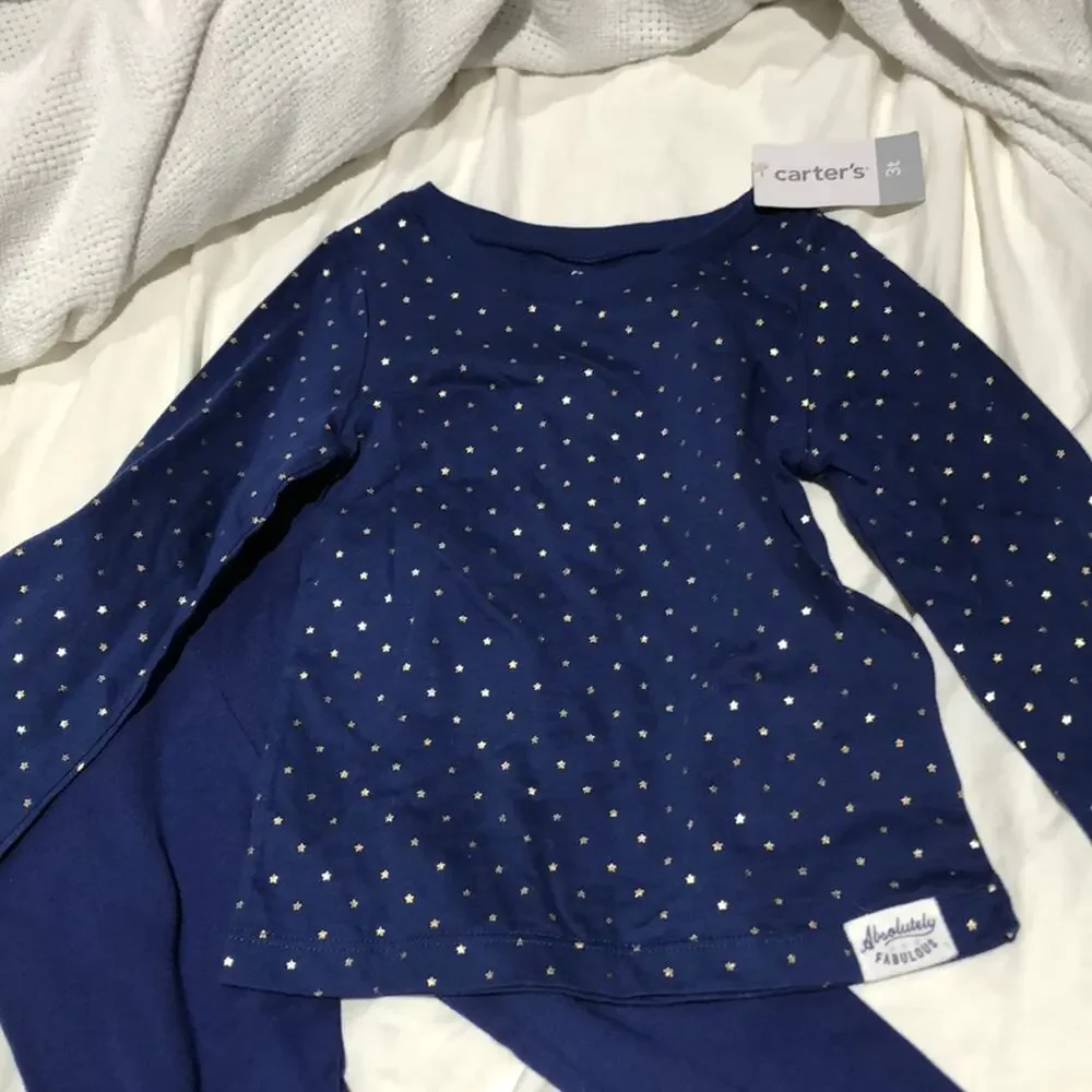 Carter blue gold stars outfit 3t simple cute NWT